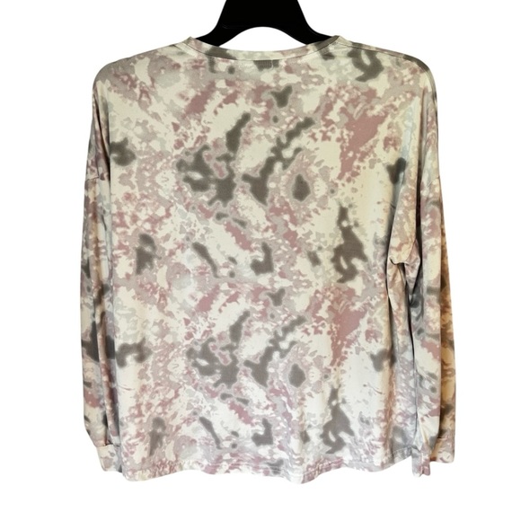 Badgley Mischka Women’s Tie Dye Pink Gray Soft Long Sleeve Pajama Top Sz XL - Picture 2 of 8